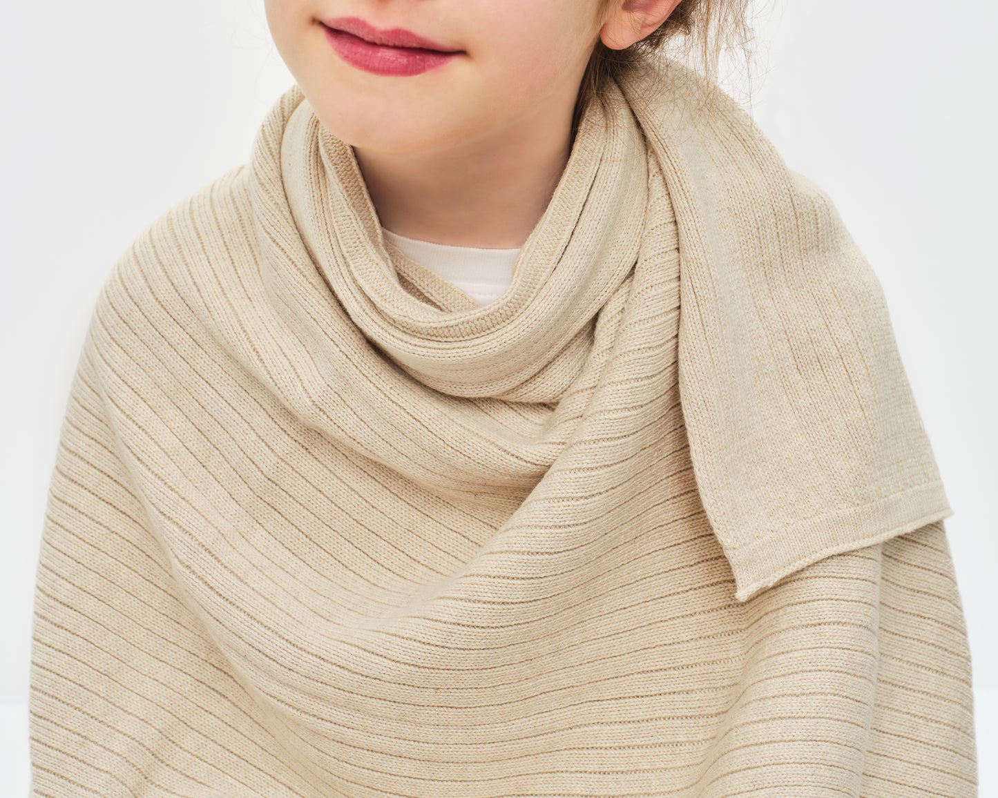 Couverture en tricot à cotes Beige chiné