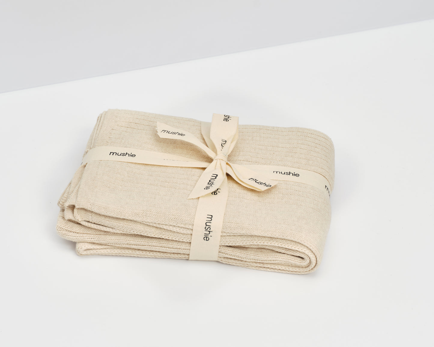 Couverture en tricot à cotes Beige chiné
