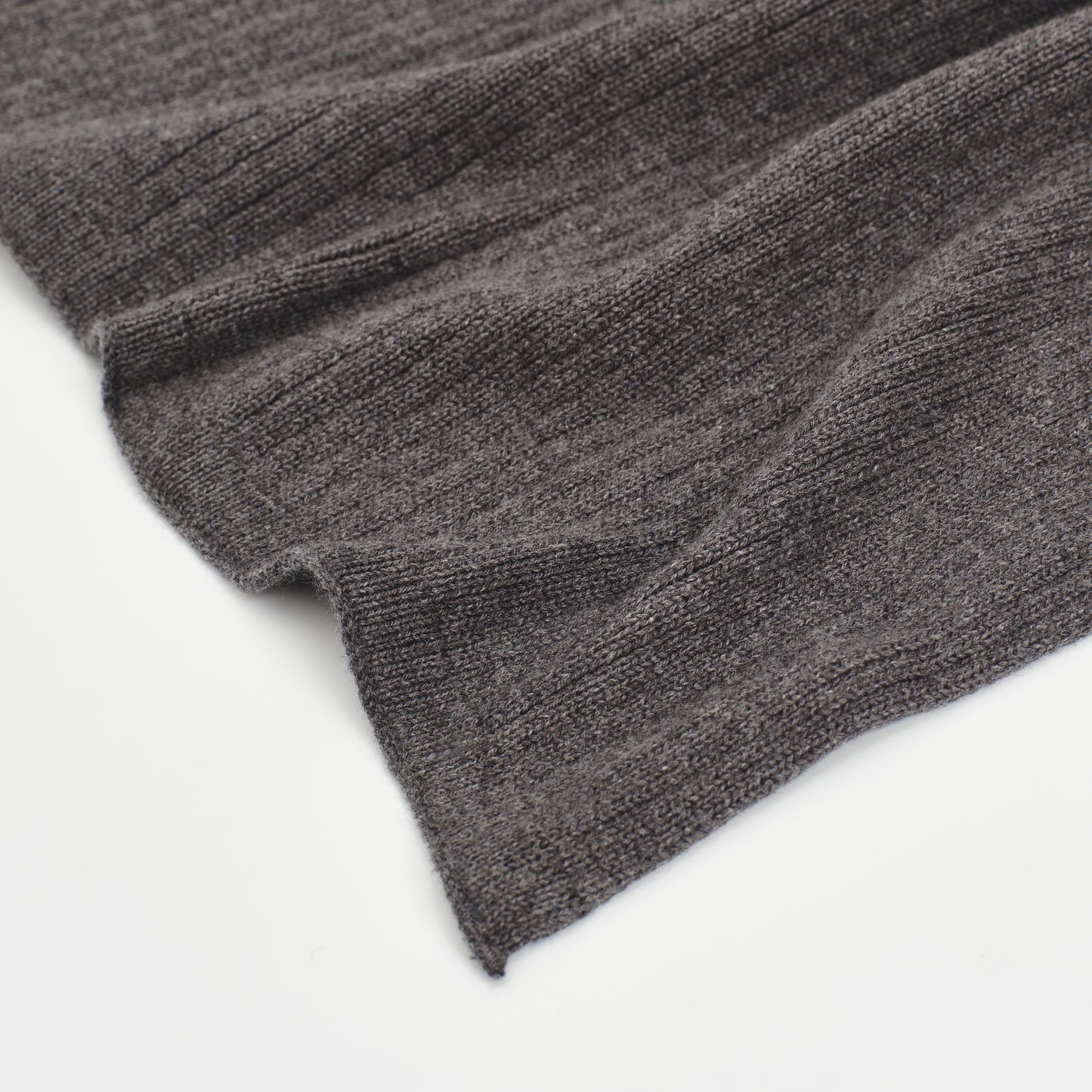Knitted Ribbed Blanket Dark Grey Melange