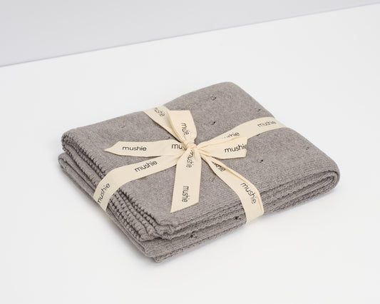 Knitted Pointelle baby Blanket Heather gray